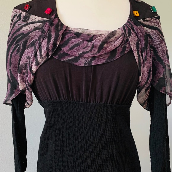 Vintage 80’s/90’s Long Sleeve Black Body Con Dress - Picture 3 of 8